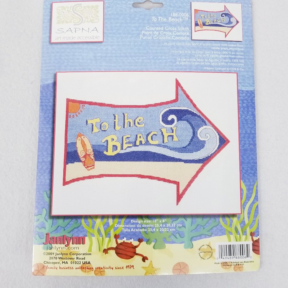 Janlynn To The Beach Counted Cross-Stitch Kit -NEW